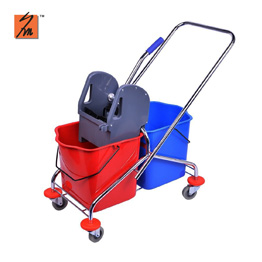 Y1001D 60L Double Bucket Mop Trolley-Down Press Wringer